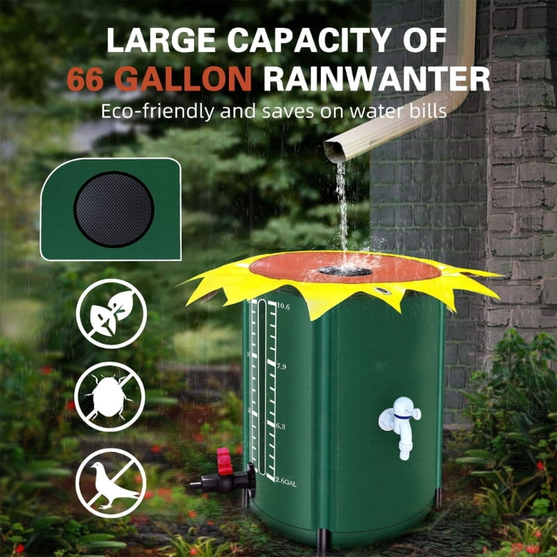 AOOOWER Portable Rainwater Collector Foldable Design Heavy Duty PVC Materials 13 Gallon Capacity For Plant Yard Irrigation Needs