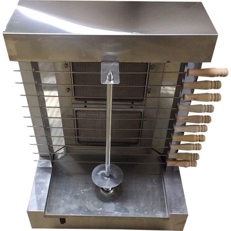 - Tacos Al Pastor Gas Doner Kebab Machine - Shawarma Grill Gyros Automatic Vertical Broiler With 10 Kebab Skewers (2 Burners Gas)