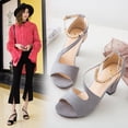 thumbnail image 3 of Sandalias de tacón grueso de gamuza con hebilla de estilo europeo y americano de verano, zapatos de tacón alto romanos para mujer, 3 of 5