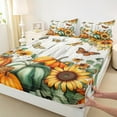 thumbnail image 3 of Manfei Autumn Pumpkin Sheet Set Full, Vibrant Sunflower Bed Sheets Set Full Size, Rustic Farmhouse Full Sheet Sets, Breathable Bedroom Decorative, 4pcs, 3 of 7