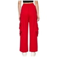 thumbnail image 4 of Olyvenn Womens Outdoor Hip Hop Cargo Pants Drawstring Elastic Waist Casual Pants Fashion Wide Leg Workout Pants with Pocket Red 8, 4 of 6