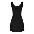 thumbnail image 4 of CFLVAEK Womens Sleeveless Skirt Dresses with Shorts Underneath Side Split Fit Flare Mini Dress Plain Square Neck Tennis Dresses Loose Exercise Tshirt Dress, 4 of 9