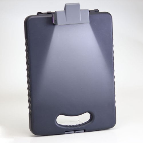 Officemate OIC Deluxe Letter/A4 Size Tablet Clipboard Case with LED Light Charcoal 83316 