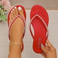 thumbnail image 2 of CHUMUD Womens Indoor and Outdoor Rhinestone Decor Toe Post Flip-Flop Sandals, Casual Open Toe Slip-On Slippers, Lightweight Summer Beach Sandals, 2 of 8