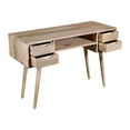 thumbnail image 3 of Cyril 45 Inch 4 Drawer Mango Wood Home Office Study Desk, Open Shelf, Angled Legs, Oak Brown- Saltoro Sherpi, 3 of 6
