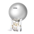 thumbnail image 3 of Estatua de astronauta con cabeza redonda y bola decorativa, caja de ahorro para guardería infantil sentado, 3 of 9
