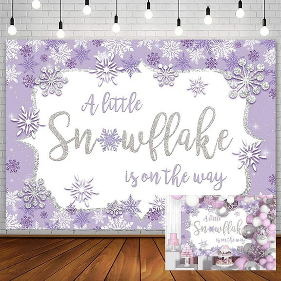Winter Snowflake Backdrop for Gir-l, Purple and Silver Glitter Snowflake Photography Background, Christmas Party Decorations, Photo Studio Supplies