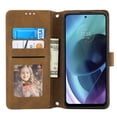 thumbnail image 4 of Wallet Case for Motorola Moto G71 5G 6.4 Inch, Skin Feel Embossed Leather Magnetic Case with Kickstand Card Slots Long Shouder Strap Cover for Motorola Moto G71,Brown, 4 of 9