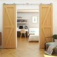 thumbnail image 2 of Sliding Barn Door Hardware Kit 5-8FT For Double Wood Door Stainless Steel Sliding Door Track-T Style Kit (NO With Door) ,Easy Install, 2 of 6