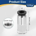thumbnail image 2 of Uxcell 5 Pcs NPT Female 1/4 inch OD x 1/8" NPT Thread Push to Connect Fittings, Black, 2 of 7