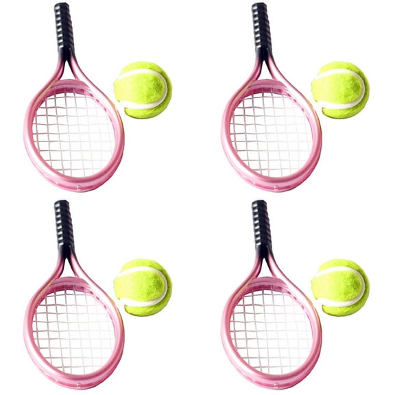 HOMEMAXS 4Sets Mini Tennis Racket for Kids Pink Color for Childs Play