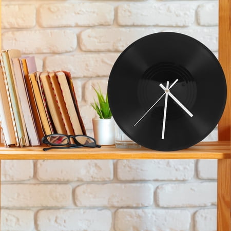 HONMEET 1 Set Black Vinyl Record Wall Clock Modern Round Wall Hanging Clock for Living Room Decor
