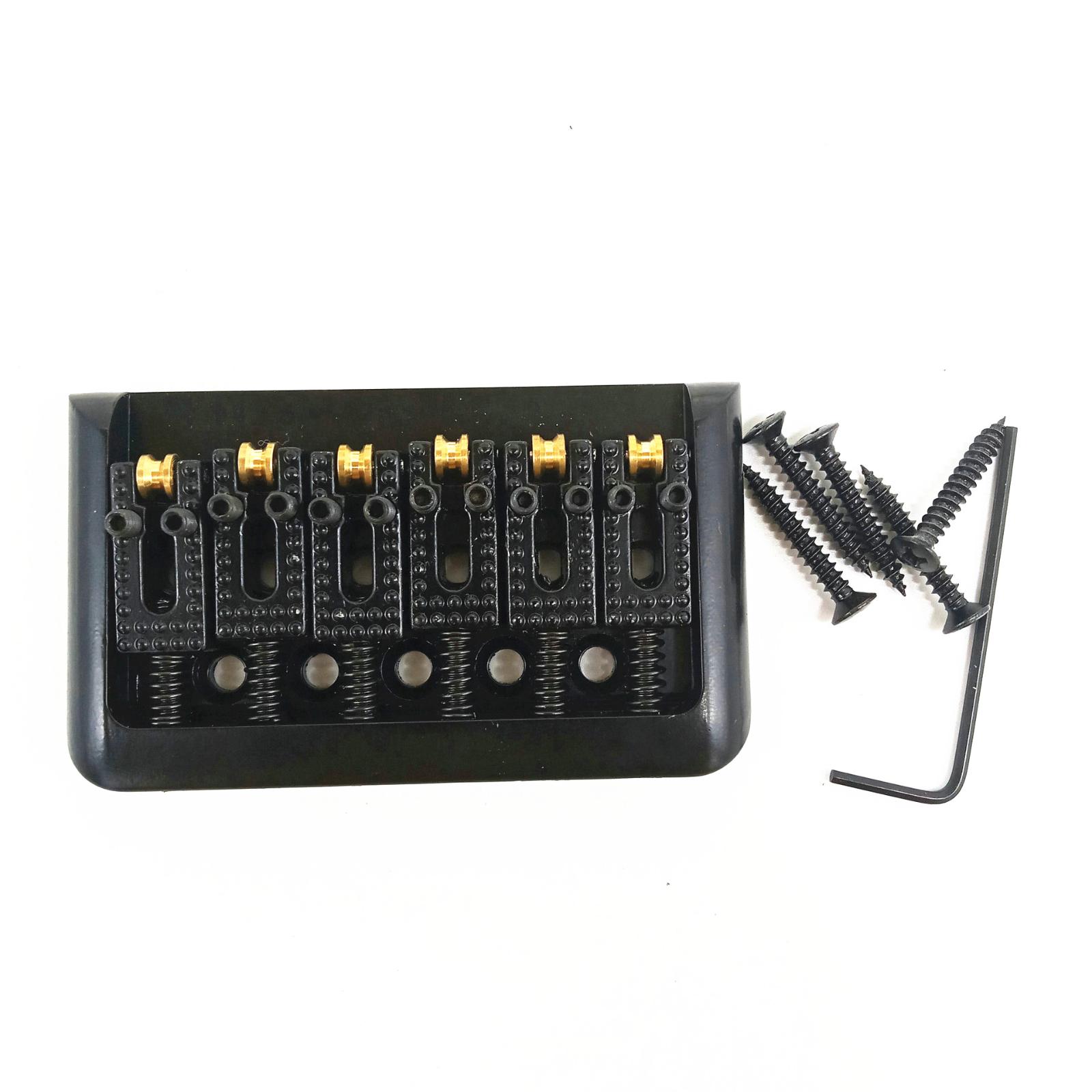 NATEFEMIN Hardtail Bridge with Roller Saddles for Electric Guitar 6 String 10.5mm Spacing Zinc Alloy Wrench Included