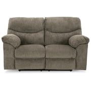 Signature Design by Ashley Alphons Fabric & Wood Reclining Loveseat in Gray
