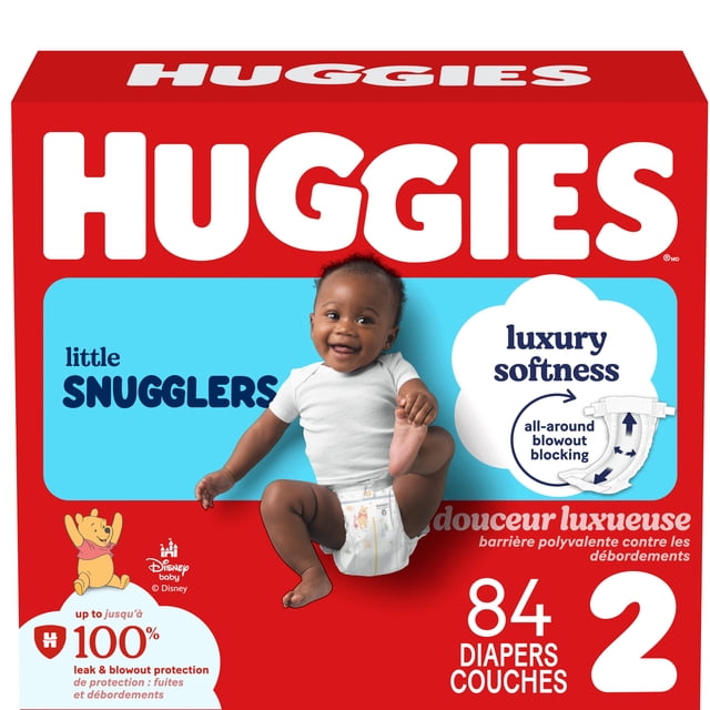 Huggies Little Snugglers Baby Diapers, Size 2 (12-18 lbs), 84 Count