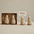 thumbnail image 2 of Creative Co-Op 4 Handmade Felt Wool Christmas Tree Place Card/Photo Holders with Wood Base and Paper Cards, Multicolor, 2 of 4