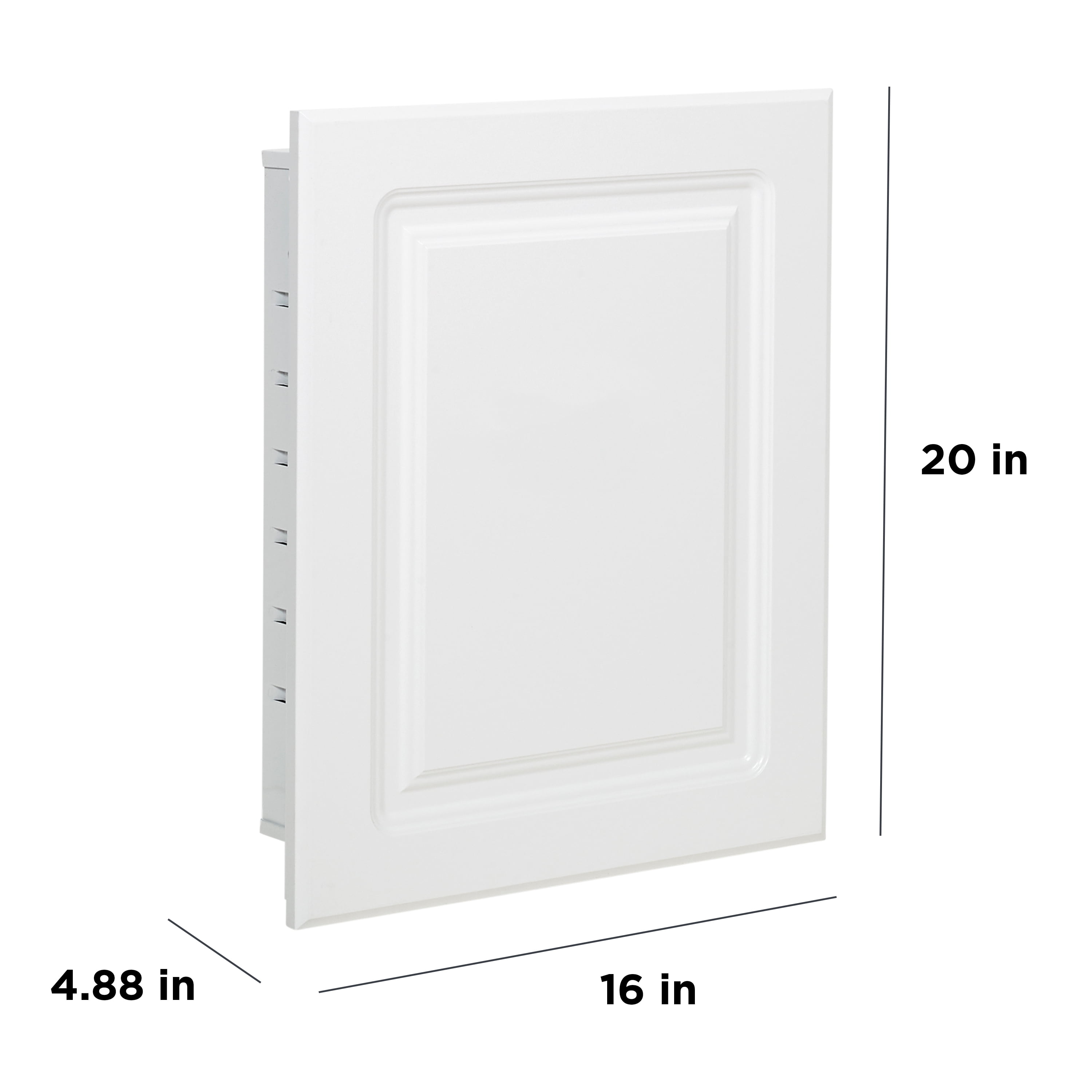 American Pride Recess-Mount Raised Panel Door Medicine Cabinet, 16 x 20,  Plastic Body, White