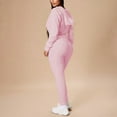 thumbnail image 6 of MORTTIC Women's Solid Color Two-Piece Drawstring Hooded Track Set Zip-Up Top Pocket Pants with Ribbed Detail Pink，S, 6 of 7