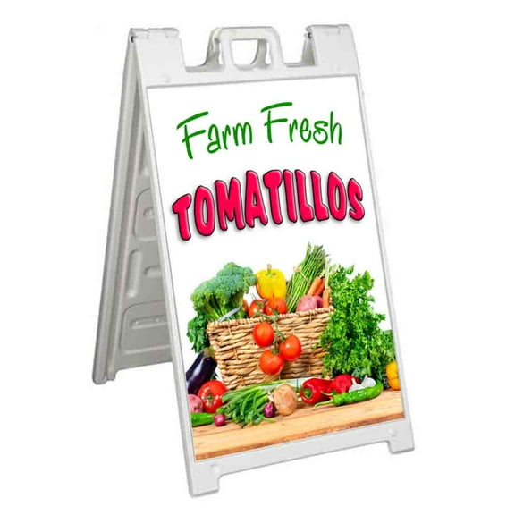 Farm Fresh Tomatillos (24" X 36") Standard A-Frame Signicade, Includes Decal Applied To Stand