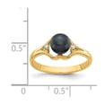 thumbnail image 2 of Solid 14k Yellow Gold 6mm Black Freshwater Cultured Pearl VS Diamond Ring Band Size 8 (.024 cttw.), 2 of 3