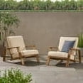 thumbnail image 2 of GDF Studio Youssef Outdoor Acacia Wood Club Chairs with Cushions, Set of 2, Teak and Beige, 2 of 10