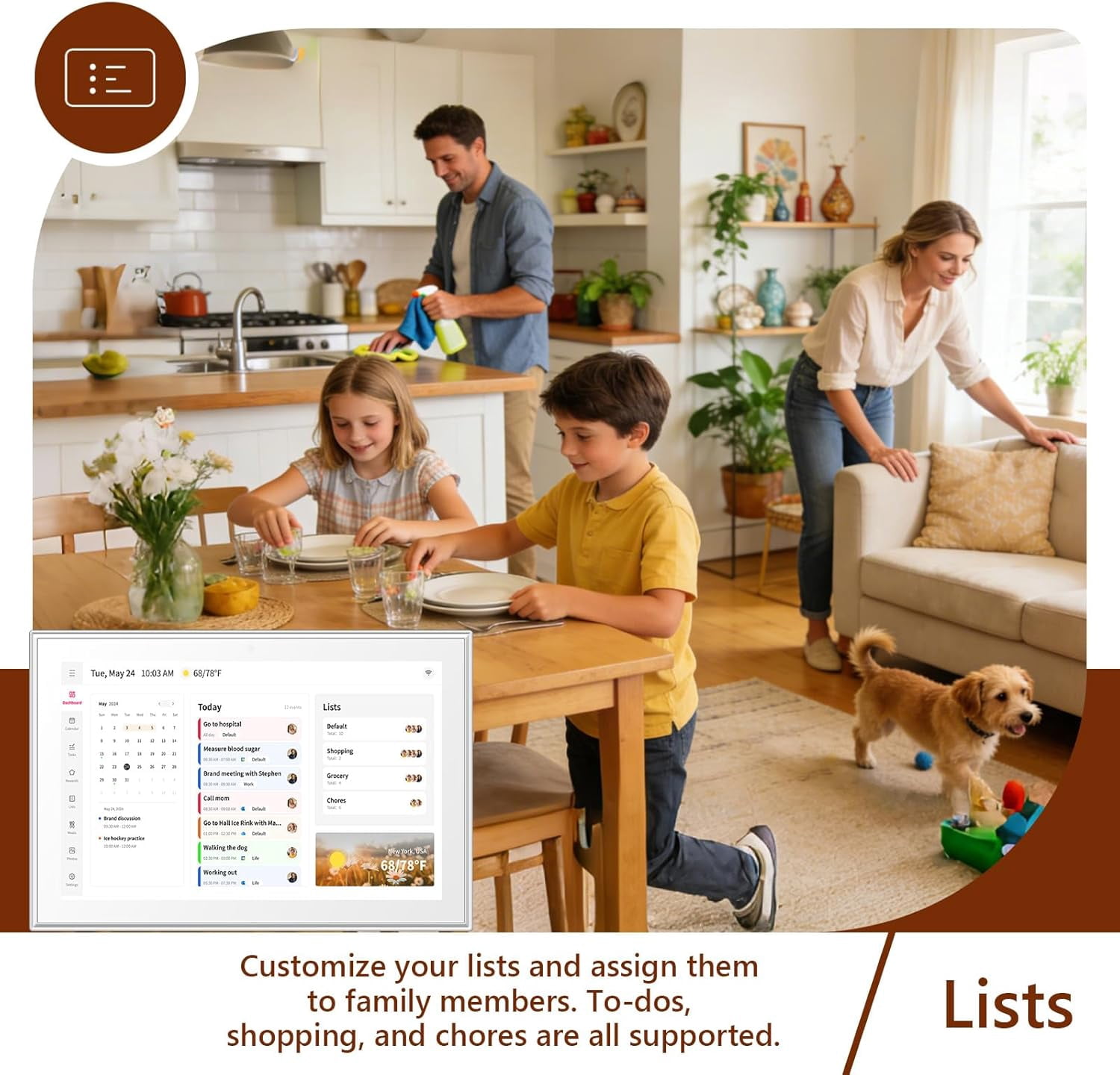 10.1 Inch Smart Digital Calendar – HD Touchscreen Family Planner & Calendar with Chore Chart & Meal Planner