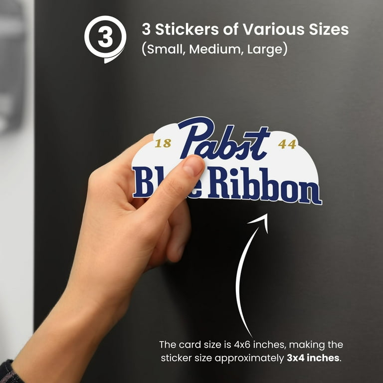 Pabst Blue Ribbon Bumper Car Sticker Set - 3 Pack (Small, Medium
