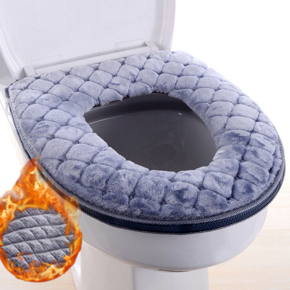 2Pcs Winter Warm Soft Closestool Toilet Seat Cover Washable Cushion Pads Supply 