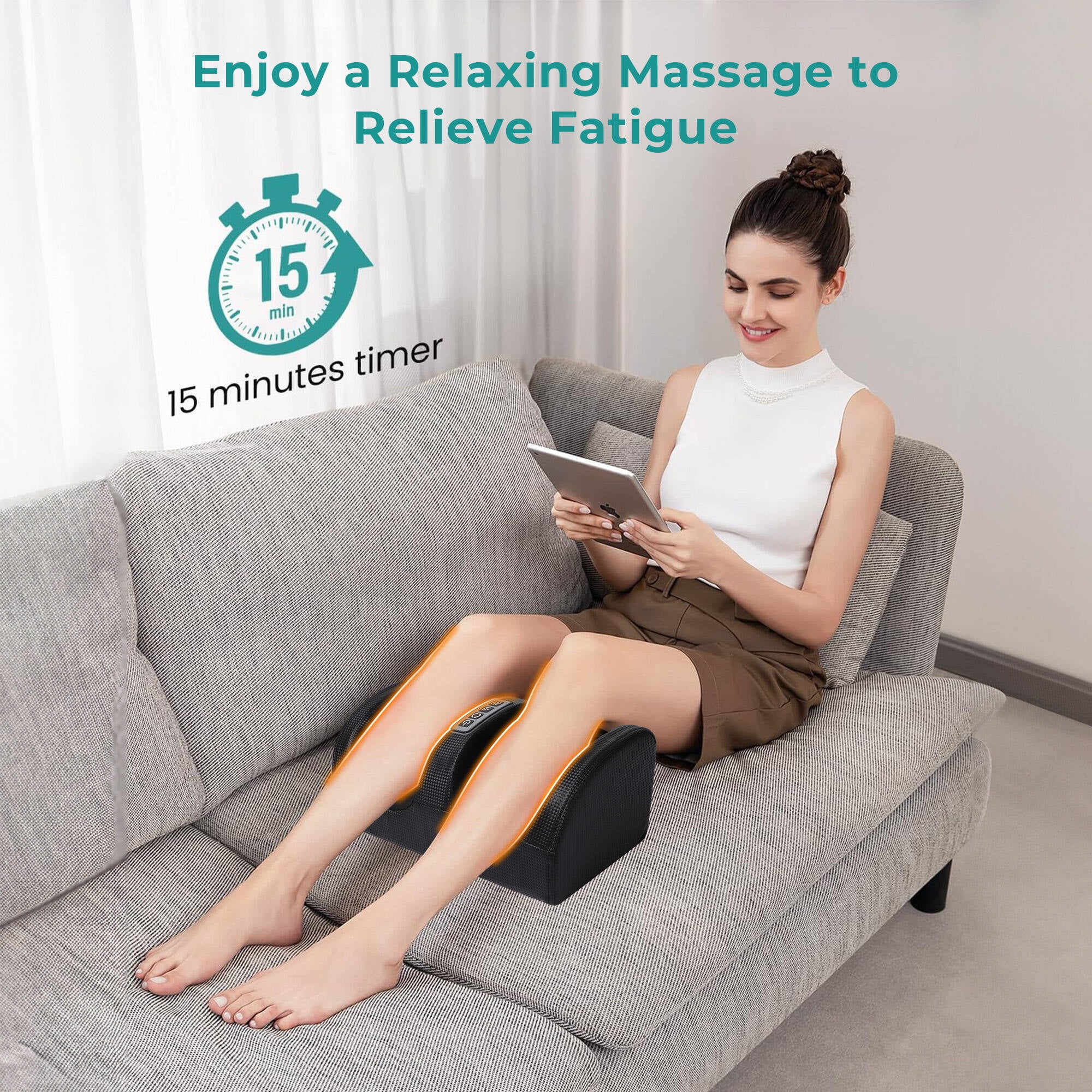 Morfone Shiatsu Foot Massager with Heat, Foot and Calf Massager with Roller, Deep Massage for Relaxation, Gifts for Women & Men, Black