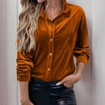 thumbnail image 5 of Njagoc3 Womens Fashion Long Sleeve Solid Velvet Cardiganturndown Collar Shirt Blouse, 5 of 6