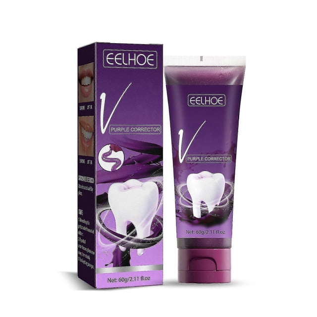 Pasta de dientes iluminadora de tono morado V34 para eliminar el sarro, las manchas amarillas, los dientes blancos y la boca limpia y fresca | 3159862415495