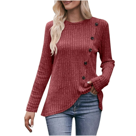 ShomPort Womens Lightweight Sweaters Long Sleeve Tunic for Women Crew Neck Knit Pullover Dressy Blouse