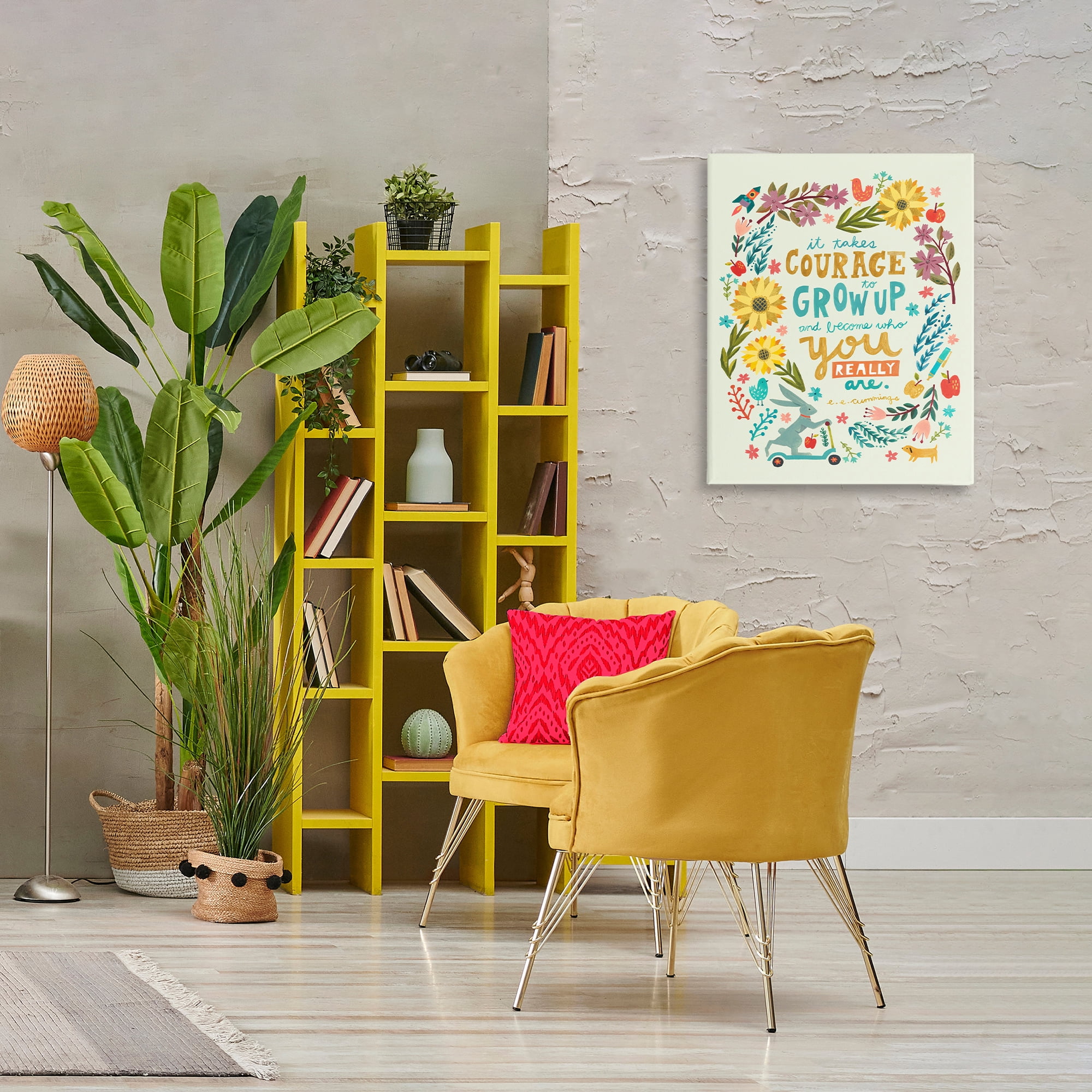 Stupell Industries Takes Courage Inspiring Florals Plants & Flowers Painting Wrapped Canvas Art Print Wall Art, 24 x 30