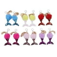 thumbnail image 1 of 12pcs Pom Pom Keychain Set Multicolors 17cm Fashion Adorable Key Ring for Backpack Handbag, 1 of 21