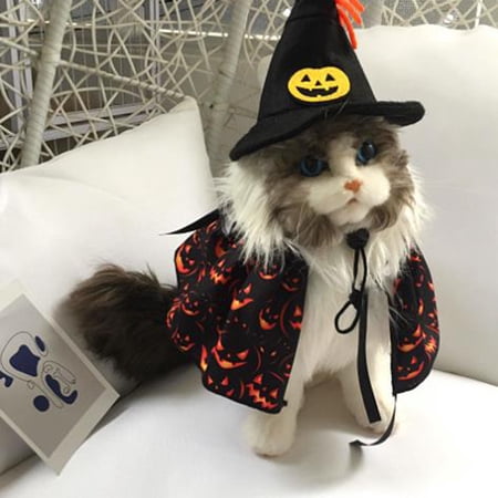 allshope Pet Dog Cat Halloween Costume, Cute Spider Hat with Pumpkin Bow Tie-up Cloak Cosplay Party Pet Supplies