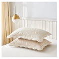thumbnail image 2 of 2-Piece 100% Cotton Quilted Pillow Shams Embroidered Farmhouse Pillow Shams (King, Natural Beige), 2 of 7