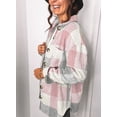 thumbnail image 7 of Eytino Plaid Shirts for Women Shacket Jacket Womens Button Down Shackets Long Sleeve Lapel Oversized Coats XL Pink, 7 of 7