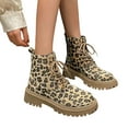 thumbnail image 3 of Womens Ankle Boots Ladies Fashion Winter Suede Leopard Lace Up Thick Heel Short Boots Footwear for Stylish Comfort, 3 of 9