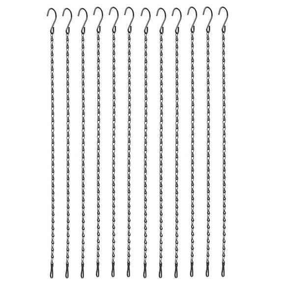 12 Pcs 58.5cm/23in Hanging Chain for Bird Feeders, Planters, Lanterns, Wind Chimes, Billboards, Chalkboards Ornaments Garden Flower Suspension (Black)