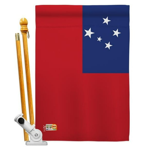 Americana Home & Garden AA-CY-HS-140202-IP-BO-D-US18-AG 28 x 40 in. Samoa Flags of the World Nationality Impressions Decorative Vertical Double Sided House Flag Set & Pole Bracket Hardware Flag Set