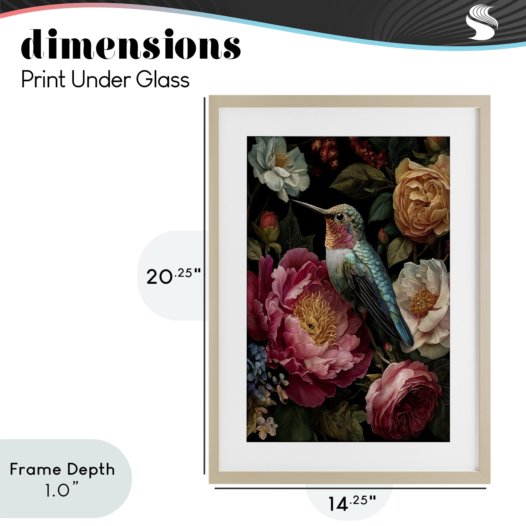 Stupell Industries Hummingbird & Lush Blooms Birch Framed Print Under Glass, design by The Wands Want