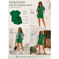 thumbnail image 5 of DOKOTOO 2 Piece Outfits for Women Lounge Sets Casual Short Sleeve Tops with Elastic Waist Shorts Matching Set, 5 of 12