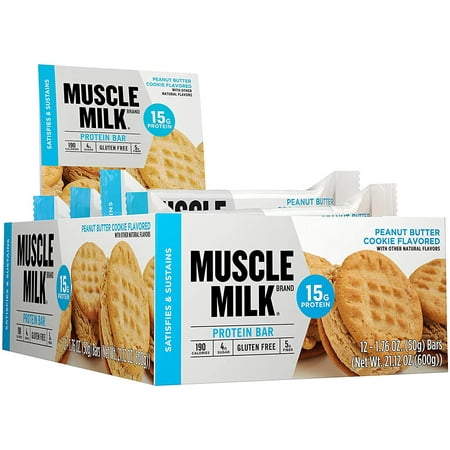 Muscle Milk Protein Bar, Peanut Butter Cookie, 15g Protein, 12 Count