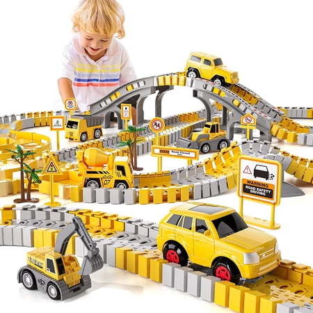 AirSMall Construction Toys Race Track Set, 276 Pieces, Ages 3-6, 13.77" x 10.03" x 2.75", Plastic