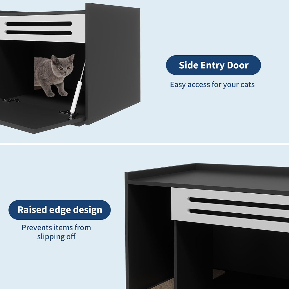 Danolapsi Cat Litter Box Enclosure, Hidden Litter Box Furniture, Dog Proof Hideaway Kitty Flip-down Opening Litter Box Cabinet, Indoor Wooden Cat Washroom, Pet House