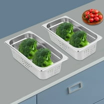 2pcs 1/3 Size Perforated Steam Table Food Pan 4" Deep Hotel Pan Stainless Steel