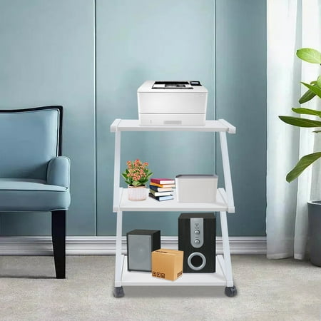 

TOOL1SHOoo White Mobile Printer Bracket 3-layer Wooden Frame Metal Frame Printer Cart Bearing 40 pounds