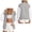 Gray, variant on Women's Color Block Sweatshirt Snap Button Front Baseball Collar Varsity Jacket Fleece Warm Relaxed Fit Soft Cozy Coat Tops Fall Winter Wear Orange M