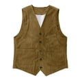 thumbnail image 2 of Tqyyweavej Mens Corduroy Vests Vintage Single Breasted V Neck Waistcoat Solid Color Classic Ribbed Vests with Pockets Size XS to 3XL, 2 of 5