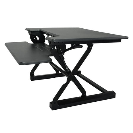 Victor - Adjustable Standing Desk Convertor with Keyboard Tray - Charcoal Gray And Black